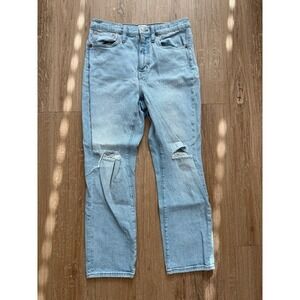Madewell The High Rise Slim Crop Boyjean Light Wash Distressed Size 27‎